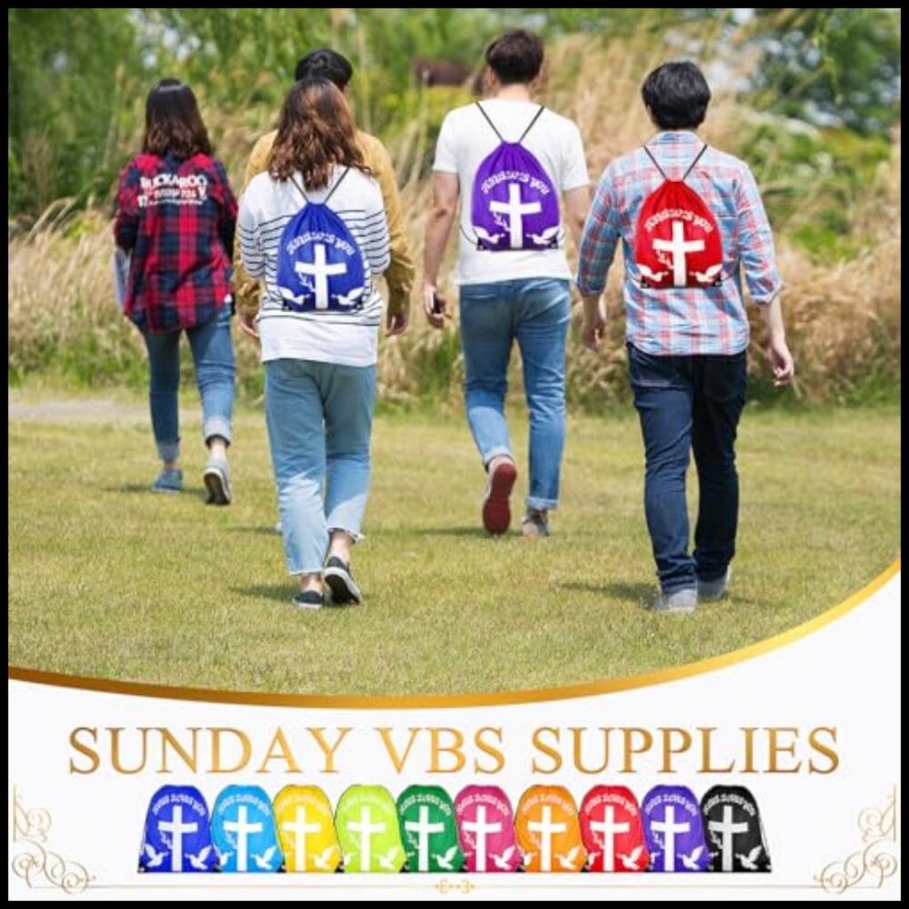 Drawstring Backpack Polyester Daypack Religious I… - image 5